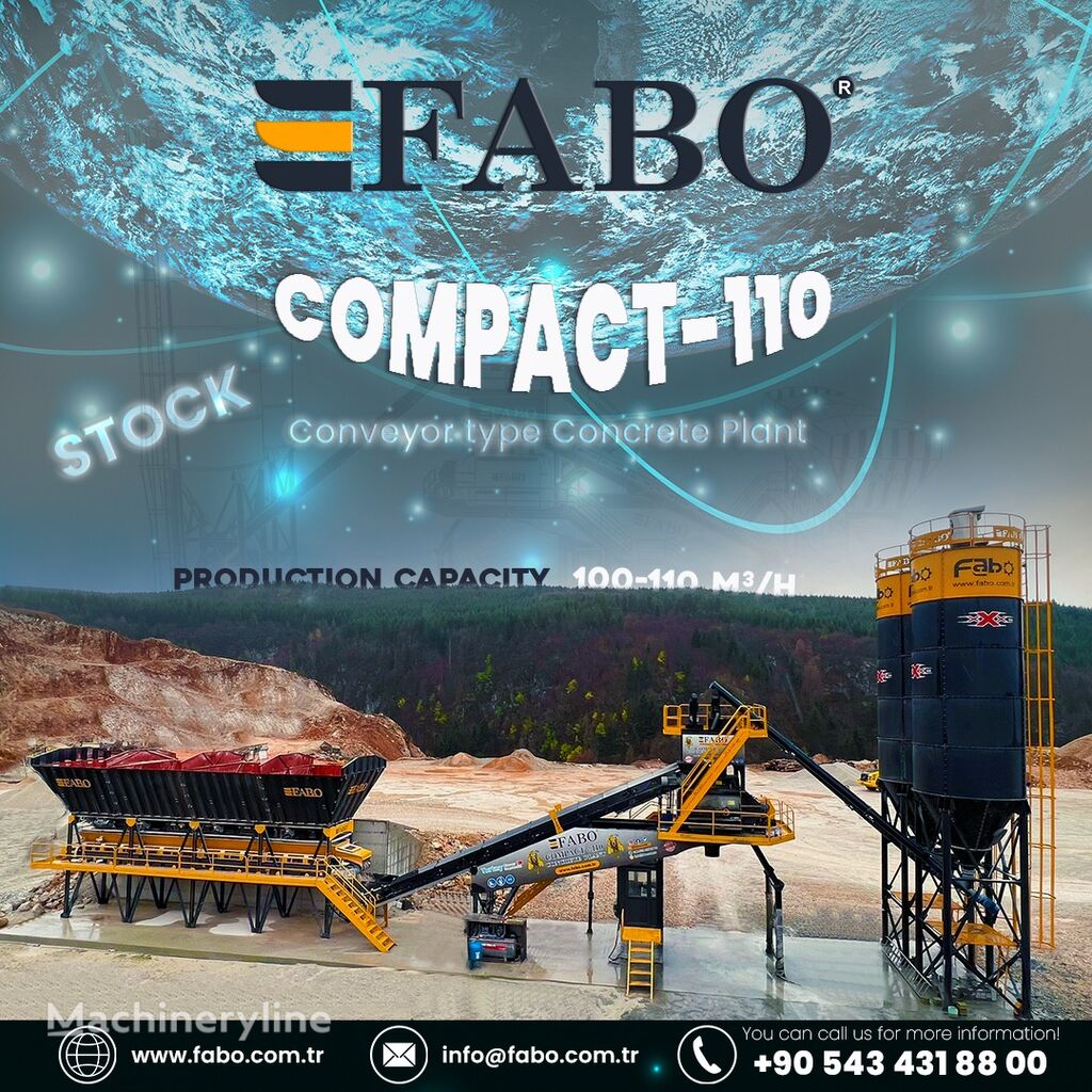 trạm trộn bê tông FABO COMPACT-110 CONCRETE PLANT | CONVEYOR TYPE mới