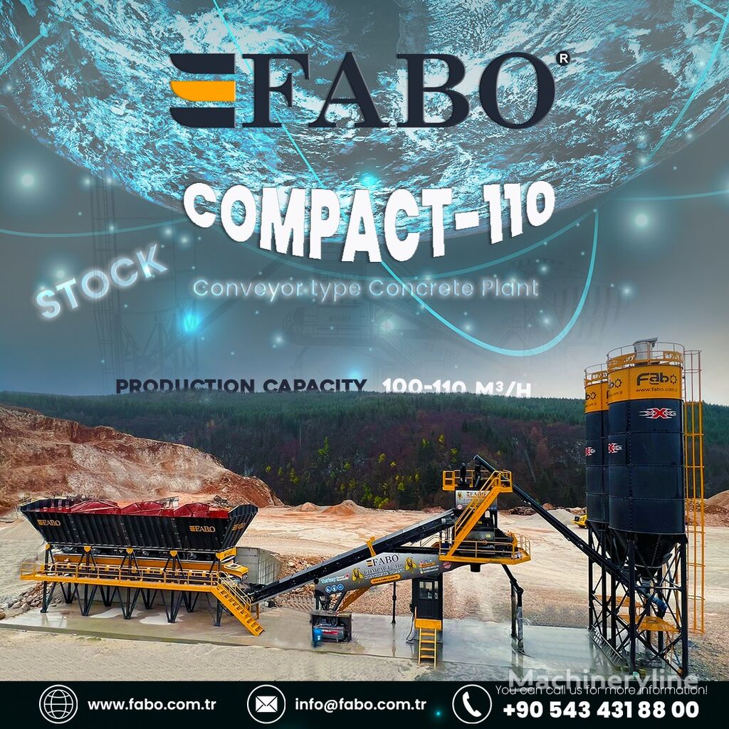 trạm trộn bê tông FABO  COMPACT-110 CONCRETE PLANT | CONVEYOR TYPE mới