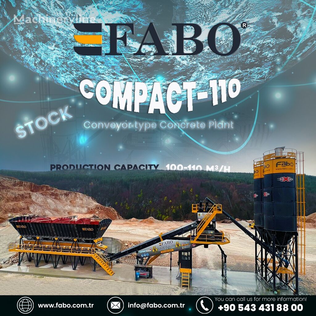 trạm trộn bê tông FABO  COMPACT-110 CONCRETE PLANT | CONVEYOR TYPE mới