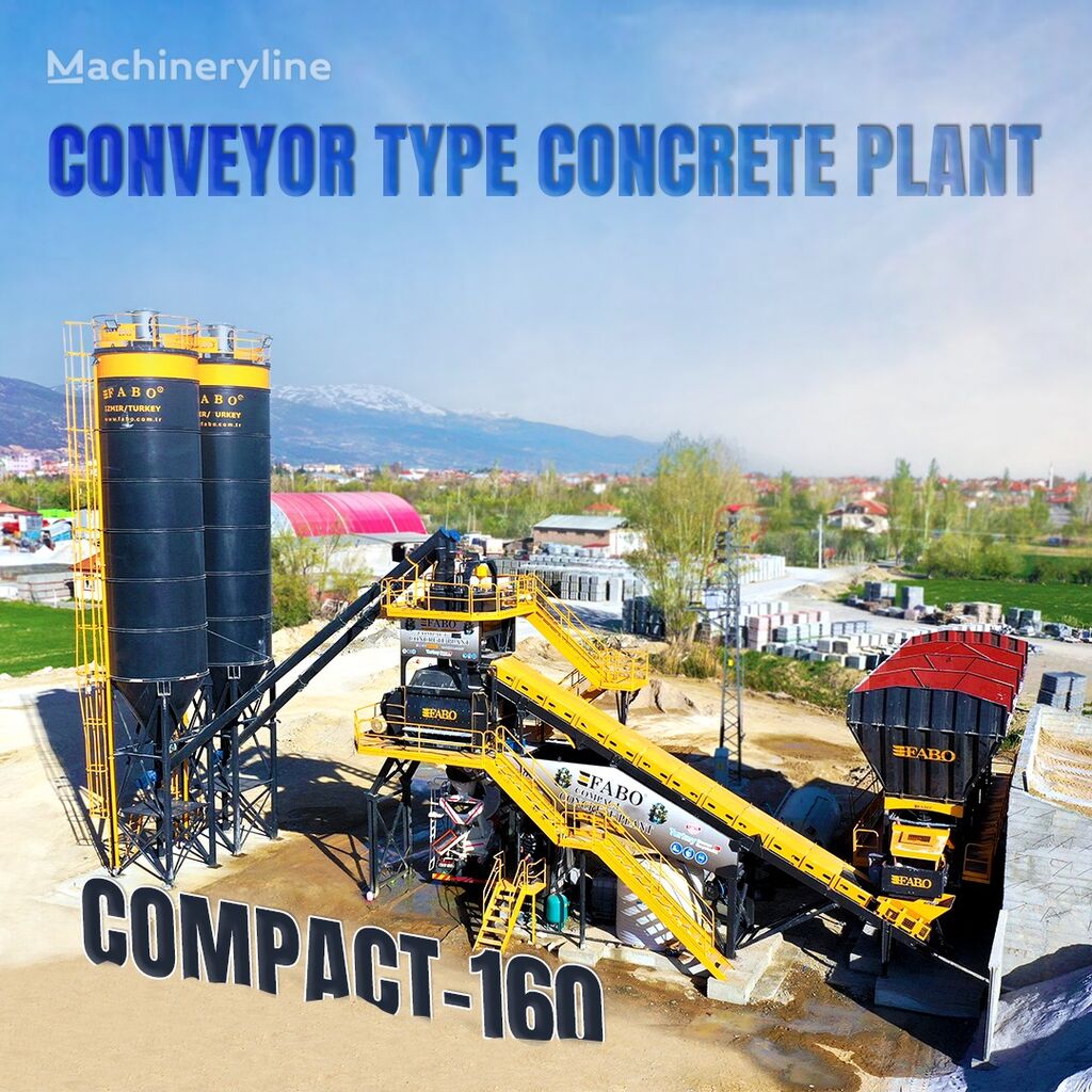 trạm trộn bê tông FABO  COMPACT-160 CONCRETE PLANT | CONVEYOR TYPE | Ready in Stock mới