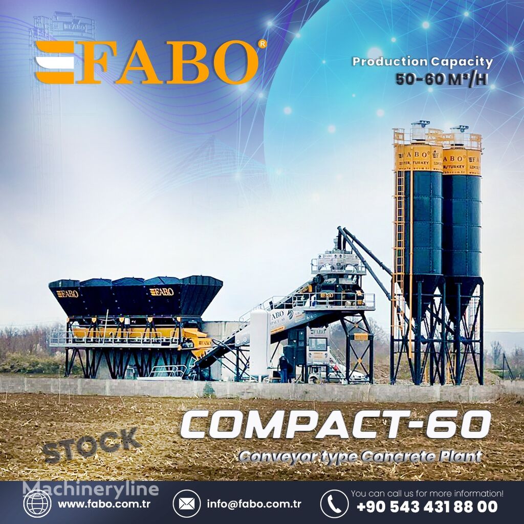 trạm trộn bê tông FABO COMPACT-60 CONCRETE PLANT | CONVEYOR TYPE mới