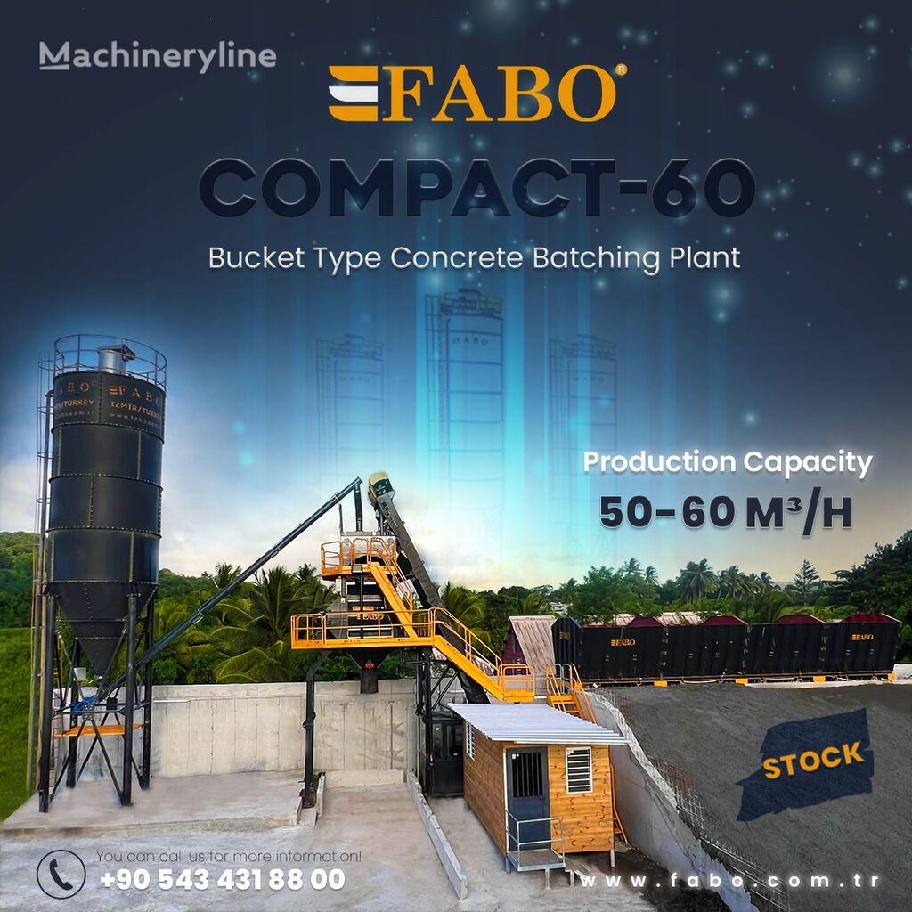 trạm trộn bê tông FABO SKIP SYSTEM CONCRETE BATCHING PLANT | 60m3/h Capacity | STOCK mới