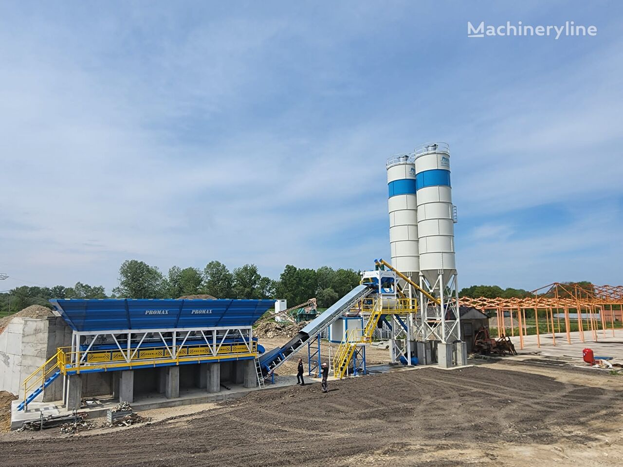 trạm trộn bê tông Promax Compact Concrete Batching Plant C100-TWN-LINE (100m3/h) mới